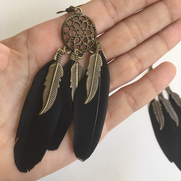 Dream Catcher Feather Earrings. - Picture 4 of 5